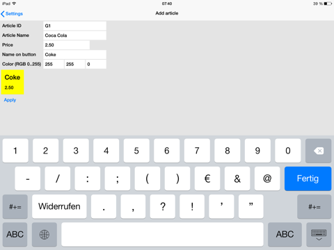 Simple POS iPad screenshot