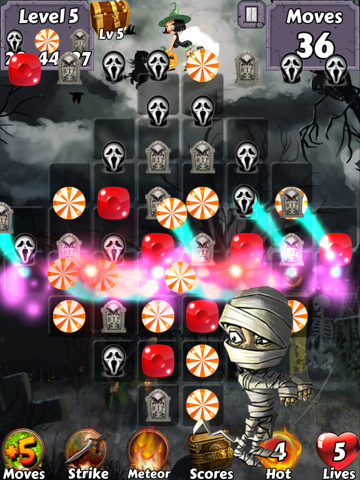 Trick or Treat Heroes - Match yummy candy and swipe halloween sweets to collect magic gems iPad screenshot 4 - Games app