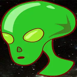 Alien robots invaders run cross road in the space app icon