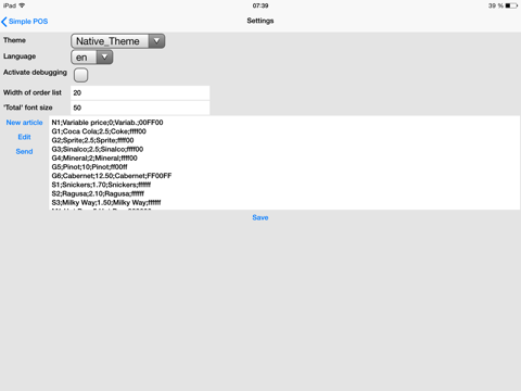 Simple POS iPad screenshot