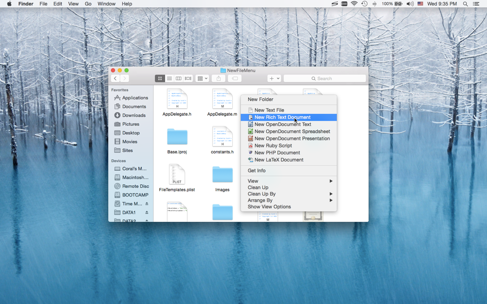 New File Menu screenshot 1