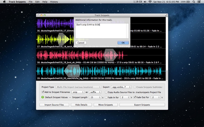 Screenshot #3 pour Track Snippets