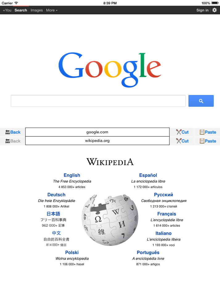 Dual web browsers (iOS) Podle: SHIGETO TAKAGI Dual web browsers (iOS) Podle: SHIGETO TAKAGI