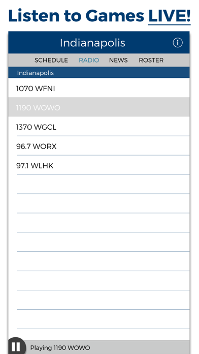 Indianapolis Football Radio & Live Scores Screenshot