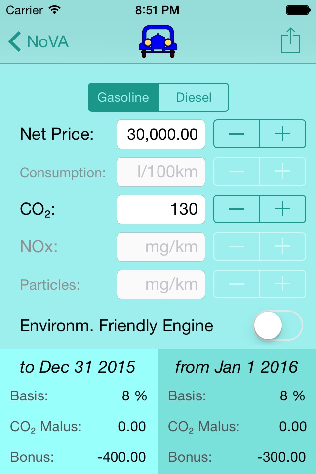 NoVA Calculator for Austrian Vehicles screenshot 2
