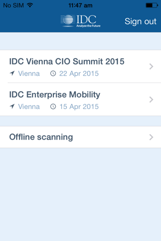 IDC Check-in screenshot 2