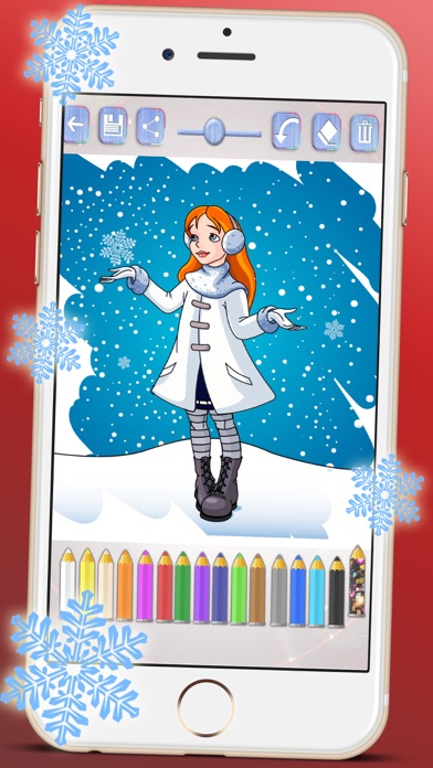 Screenshot #1 pour Dessins à peindre princesses saisons de Noël. Livre Princesses de coloration