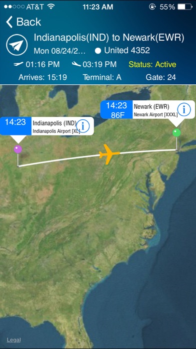 Newark Airport (EWR) Flight Tracker Screenshot 1