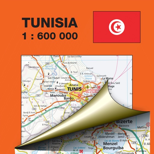 Tunisia. Road and tourist map icon