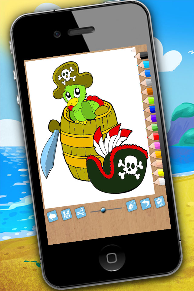 Paint and color pirates - Educational pirates coloring game for kids aged 1 to 6 years