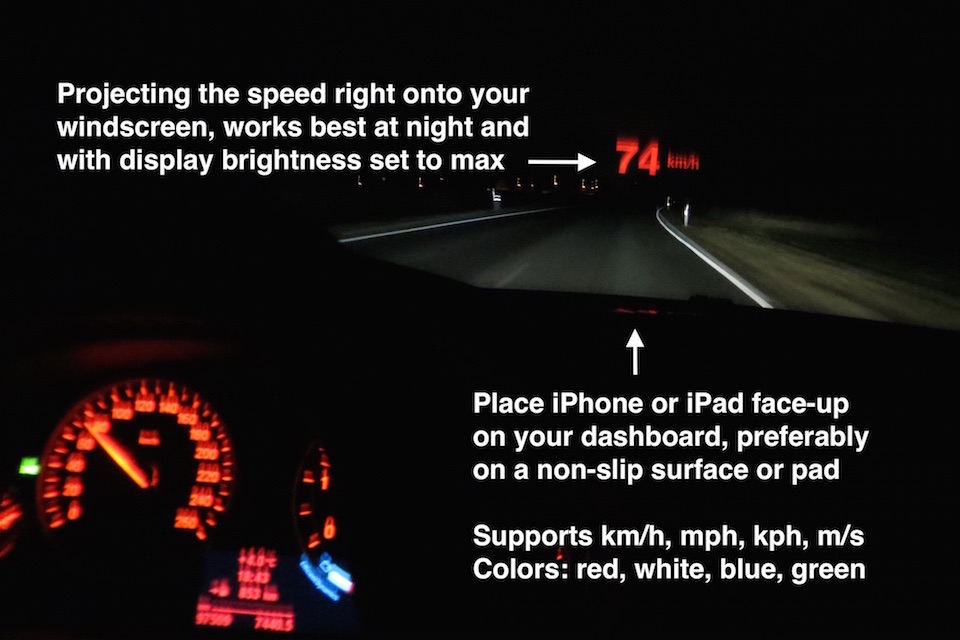 SpeedWatch HUD Free - a Speedometer and Head-up Display for iPhone & iPad screenshot 2