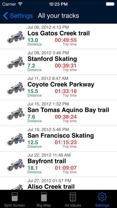 iSkate - GPS skating computer for inline and roller skates Screenshot