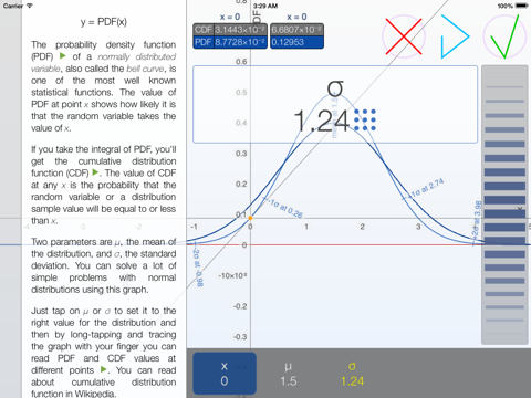 Screenshot #6 pour Bell Curves - graphing calculator for the normal distribution function