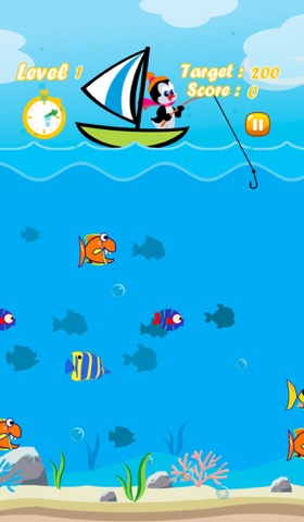 ペンギンの釣りゲームは - ボートに派手な魚を捕まえますのおすすめ画像2