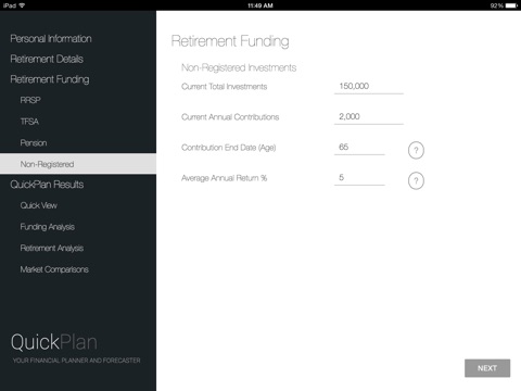 QuickPlan - Retirement Planning Calculator, Financial Forecasting and Retirement Readiness Planner screenshot 3