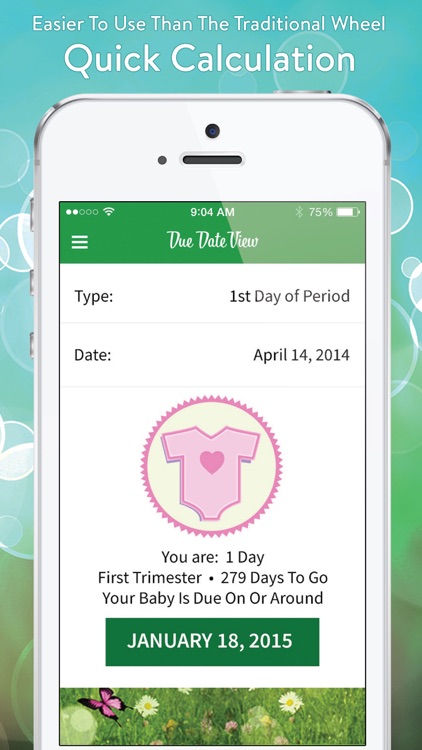 Due Date View - Pregnancy calculator