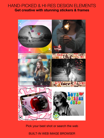 Insta Love Pics – Well designed frames & stickers for peace and joy. iPad screenshot 1 - Photo & Video app