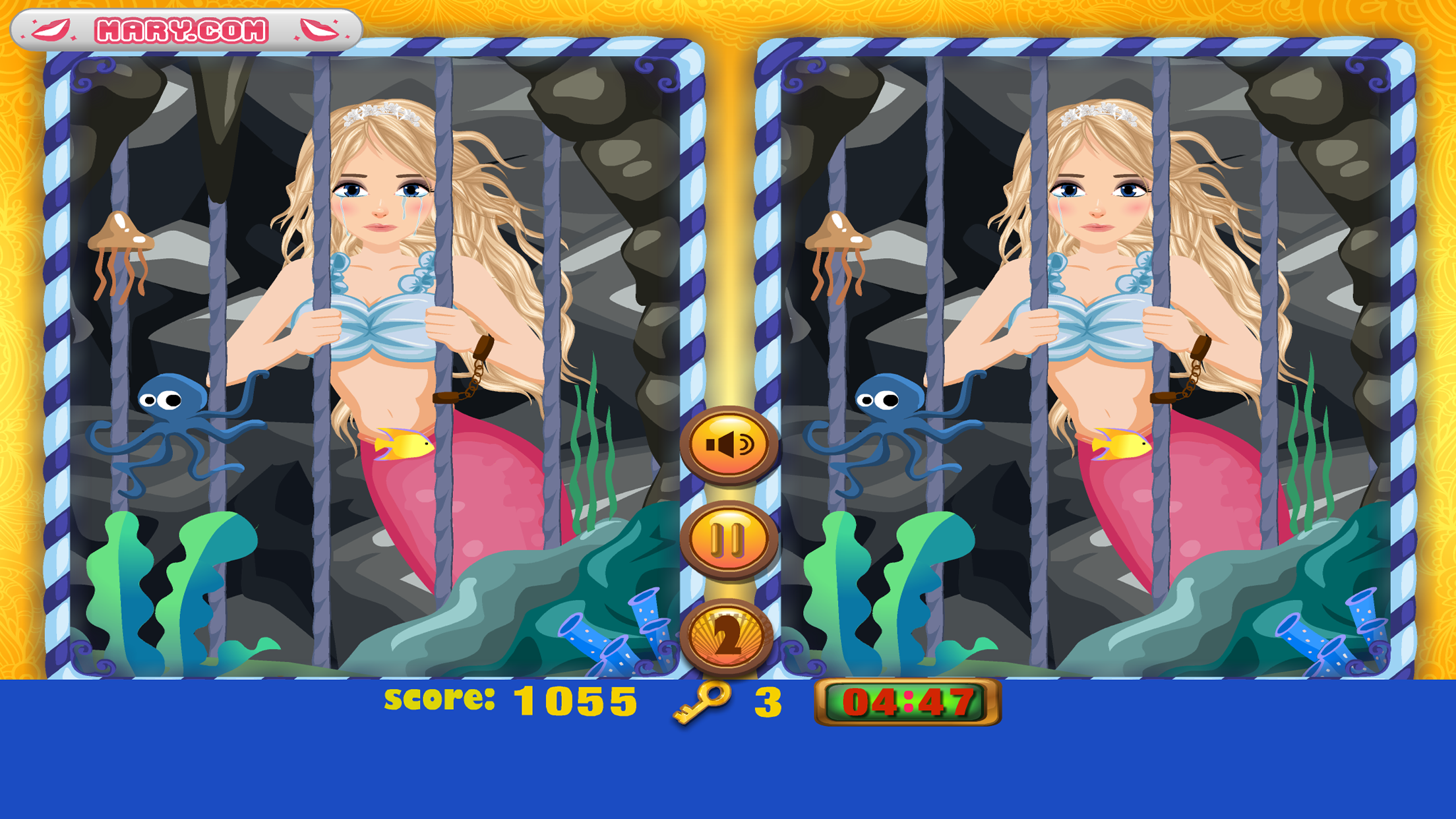 Little Mermaid - Find the differences game for kids