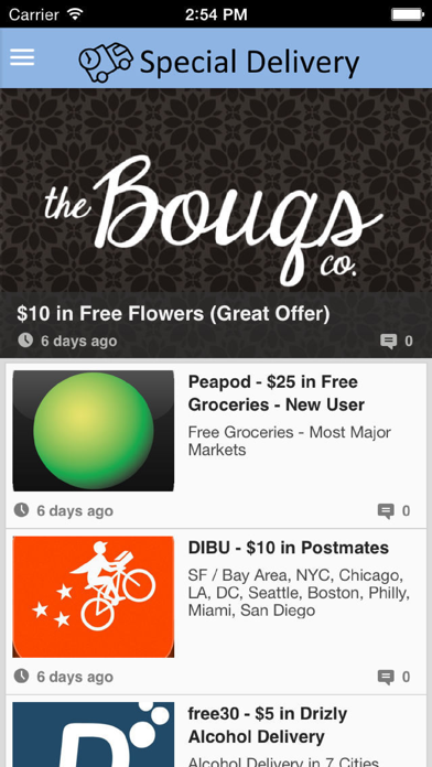 Screenshot #2 pour Special Delivery - Promo Codes and Free Credit for The Bouqs, Postmates, Instacart, WunWun, Sprig, Drizly  and more!