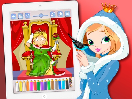 Drawings to paint princesses at Christmas seasons. Princesses coloring book iPad screenshot
