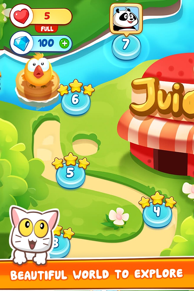 Panda Juice - matching 3 fruit land puzzle adventure screenshot 3