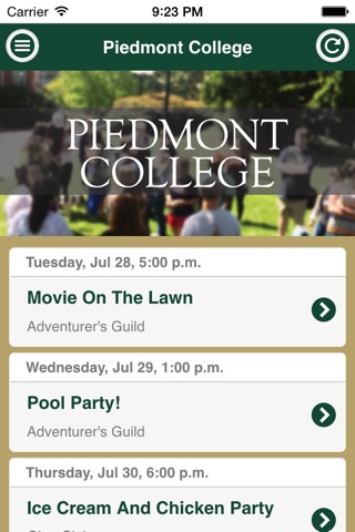 Piedmont College Events screenshot 2