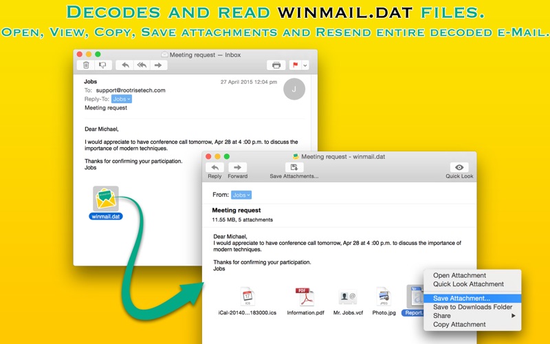 winmail reader iphone screenshot 1