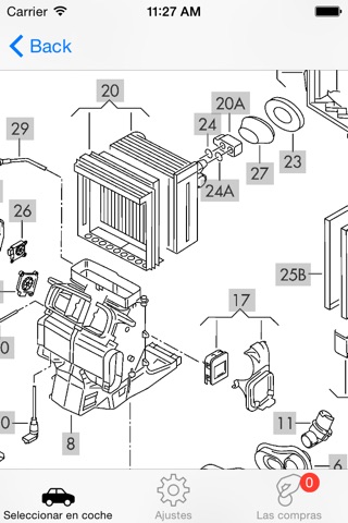 Parts and diagrams for Audi screenshot 2