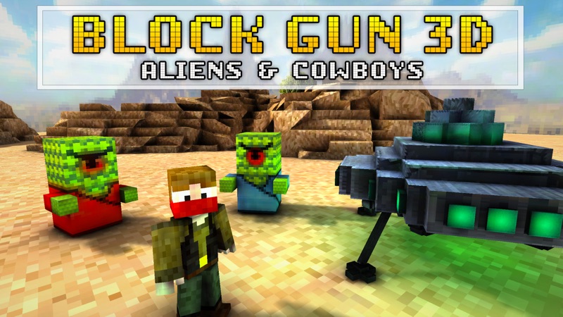 Block Gun HD: Aliens vs Cowboys Pixel FPS Shooter screenshot 1