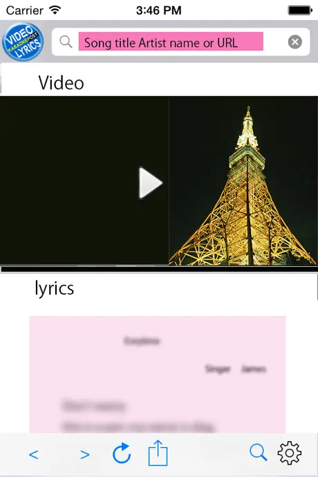 Video Lyrics Search Play and Share