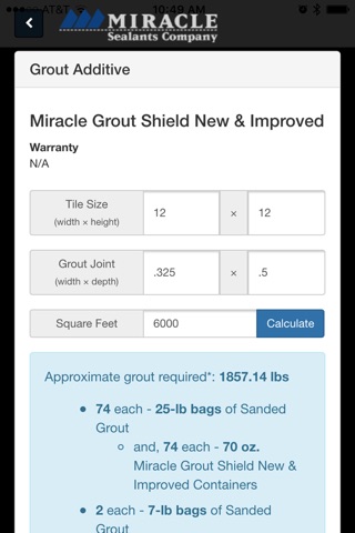 Miracle Sealants Calculator screenshot 4