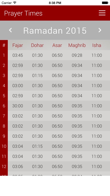 Prayer Times London - Ramadan 2015