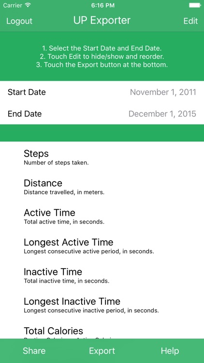 Health Exporter for Jawbone UP to CSV - Resting Heart Rate Supported