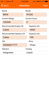 Motorbike Service - motorcycle maintenance log book screenshot