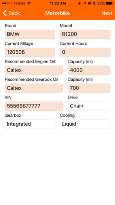 Motorbike Service - motorcycle maintenance log book screenshot 2