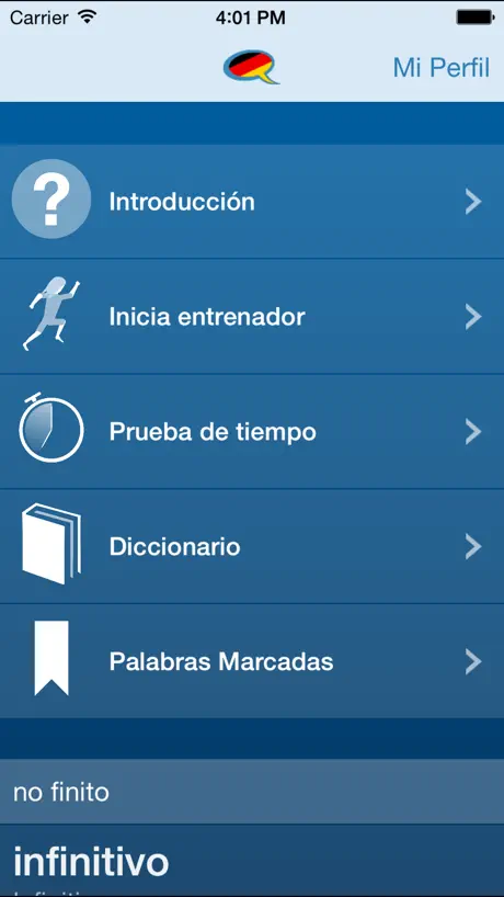 Entrenador de verbos alemanes