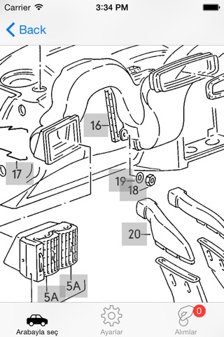 Parts and diagrams for Audi screenshot 2