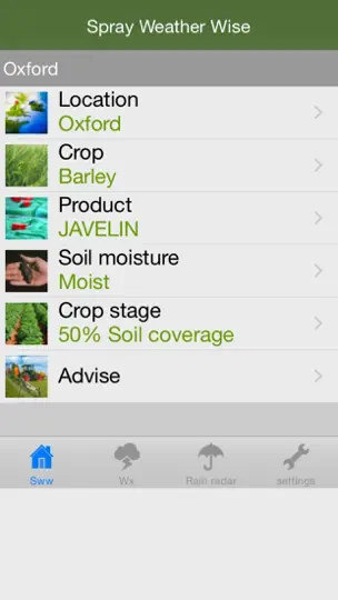 SprayWeatherWise iPhone-skjermbilde 1