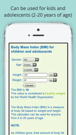 Game screenshot Child BMI Calculator (Body Mass Indicator for Children and Adolescents) mod apk