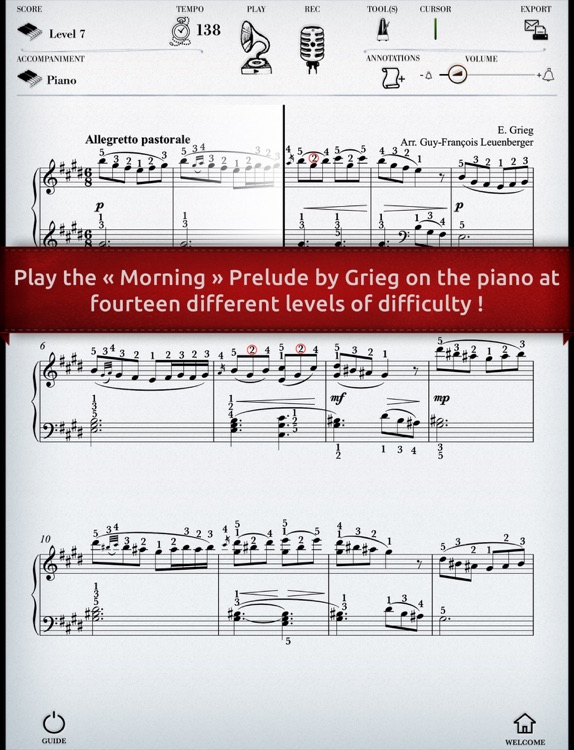 Play Grieg – « Morning » Prelude (interactive piano sheet music)