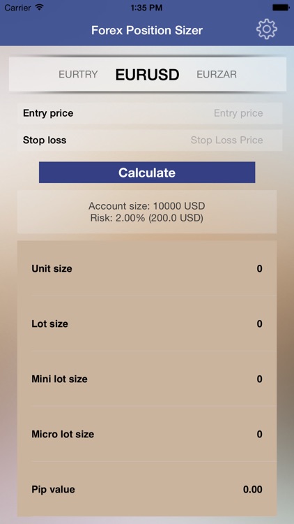 FX Trade Sizer - Forex trading position size and pip value calculator for the day trader