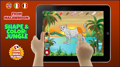 Preschool animals Jungle Shape and color puzzles for toddlers and kids - Learning educational games to teach alphabet and letters songs, macthing and memory - Macaw Moon Screenshot on iOS