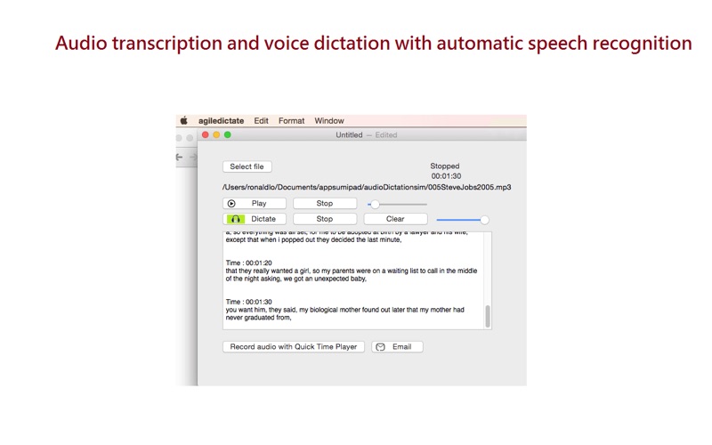 Screenshot #1 pour Agile Dictate of audio to text
