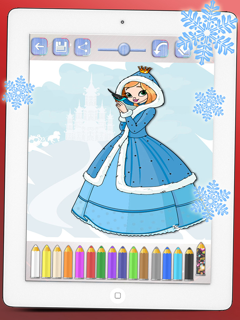 Drawings to paint princesses at Christmas seasons. Princesses coloring book