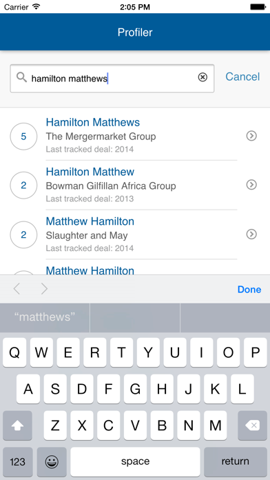 Screenshot 2 of Mergermarket Profiler App