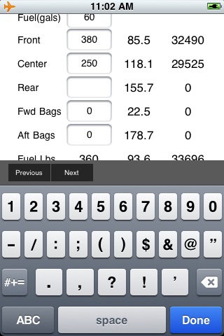 PA-34-200 Seneca I Weight and Balance Calculator screenshot 3