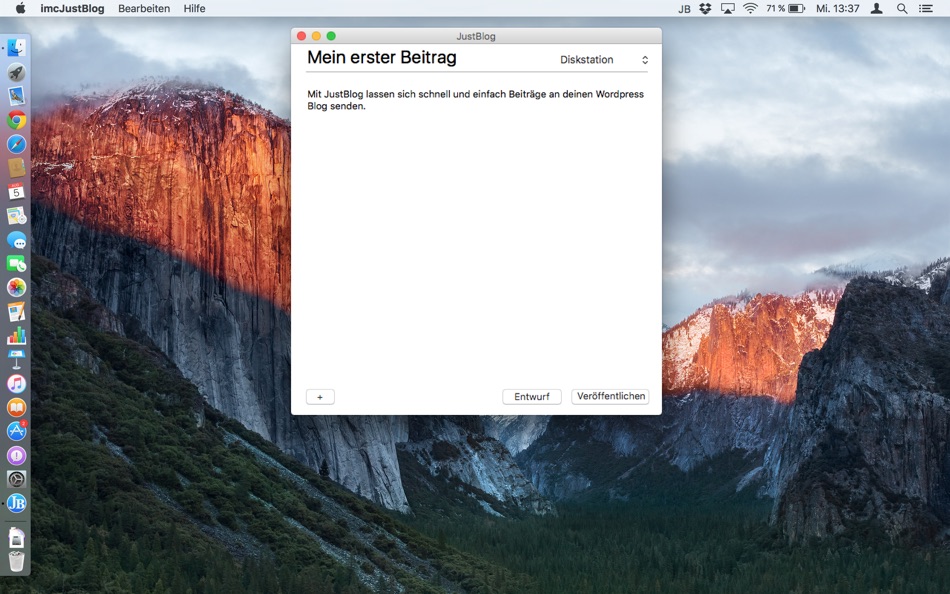 #1. JustBlog - Simple blogging for Wordpress (macOS) Podle: Wolfgang Schwarz