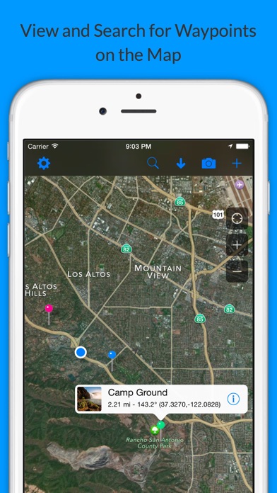 Screenshot #1 pour Map Points - GPS Location Storage for Hunting, Fishing and Camping with Map Area Measurement