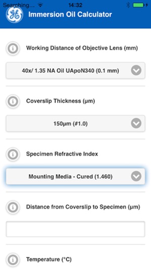 Immersion Oil Calculator