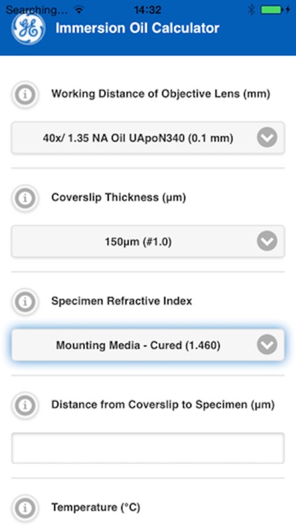 Immersion Oil Calculator